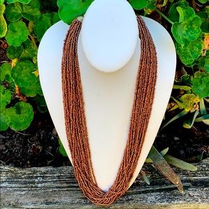Vintage 80s multi strand copper Seed bead necklace